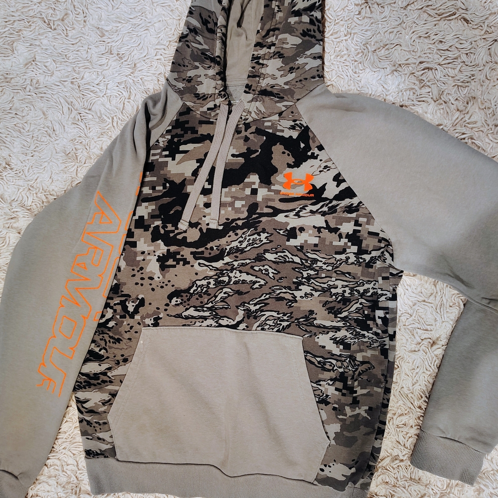 Under Armour Men's Digital Camo Hoodie - Gray and Orange Accents